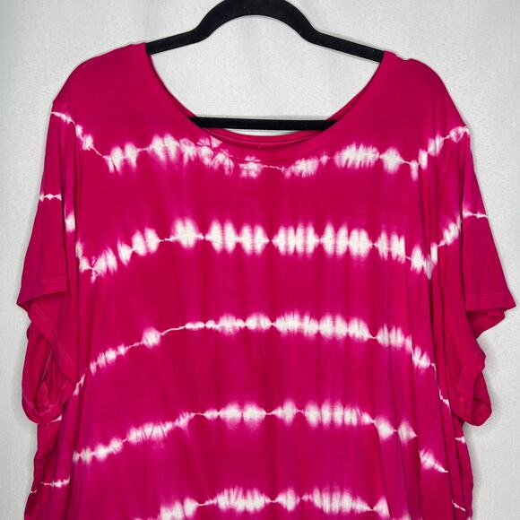 Torrid Super Soft Knits Pink Short Sleeve T-Shirt in Tie Dye Size 5X - Picture 2 of 8